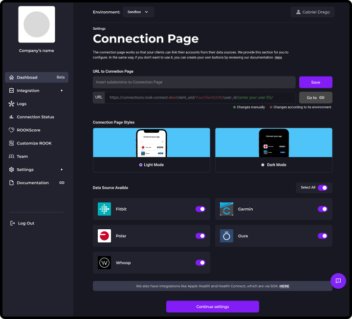 Connection Page